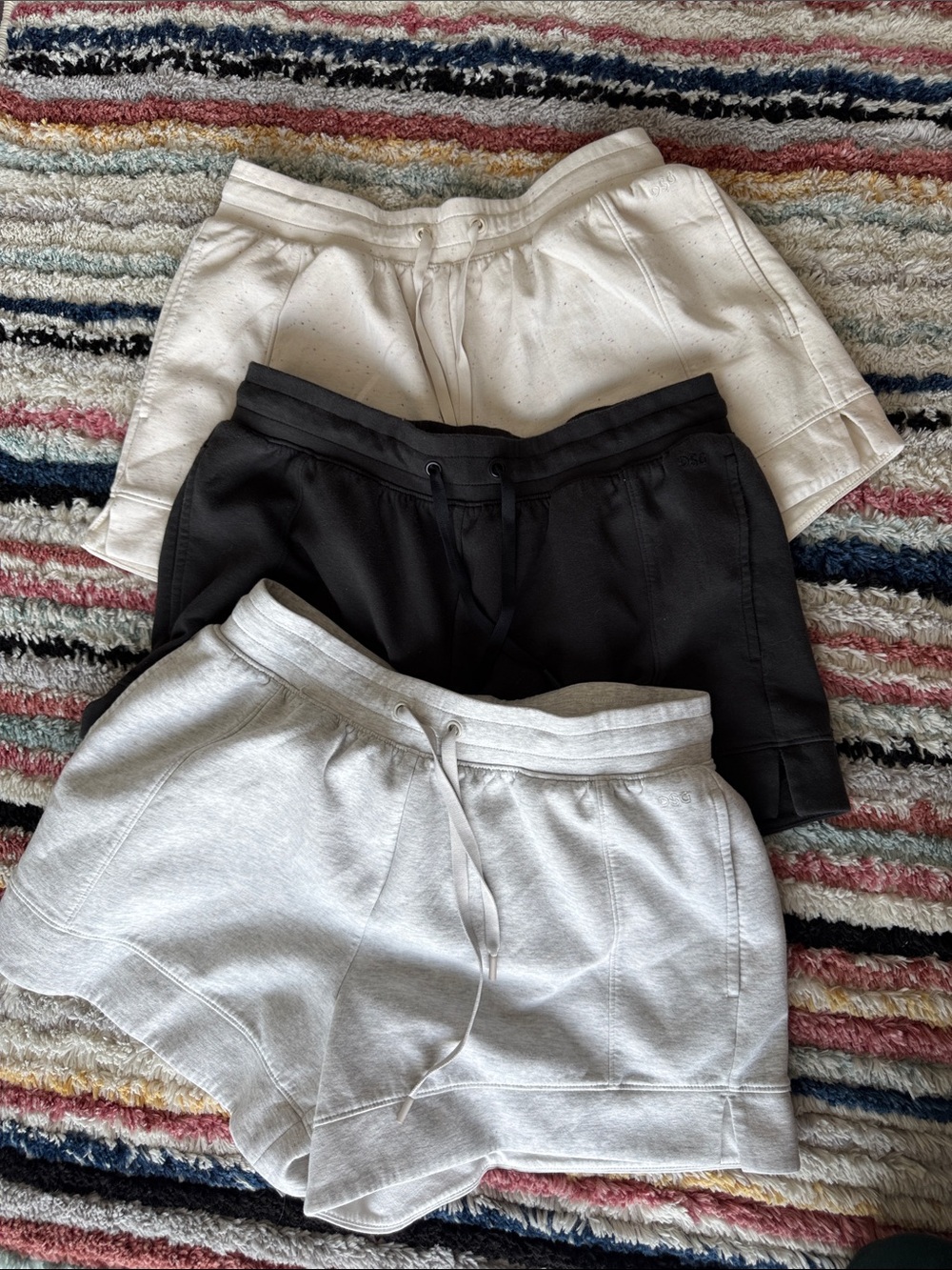 Women's Drawstring Lounge Shorts - White, Black, Light Gray — DSG